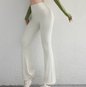 L White High Waist Flare Yoga Pants - Women's Bootcut Leggings - Peach Lift, Quick Dry, Workout & Fitness Pants