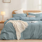 Blue 1.8m (Duvet Cover 180*220cm) Luxurious Soft Brushed Microfiber 4-Piece Bedding Set - Pure Color Double Bed Duvet Cover with Fitted Sheet