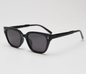Gloss Black All Gray Retro Small Frame Sunglasses - Black - UV Protection