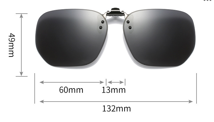 Quicksilver 2-Piece Flip-Up Sunglasses Clip-On Set for Glasses - UV-Protective Square Polarized Lenses for Driving