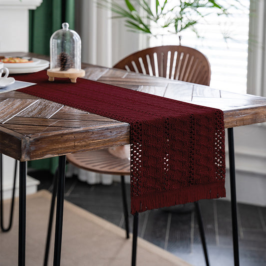 Twisted Handmade Tassel Table Flag Vintage-Inspired Chinese Table Runner with Retro Ambiance - 30x200cm New Style Tea Flag for TV Cabinet and Festival Decor