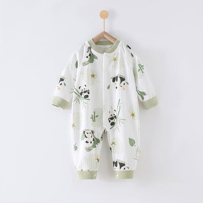 66 Size Bamboo Panda Class A Pure Cotton Long-Sleeve Baby Onesie - Cozy Newborn Bodysuit for Fall and Winter