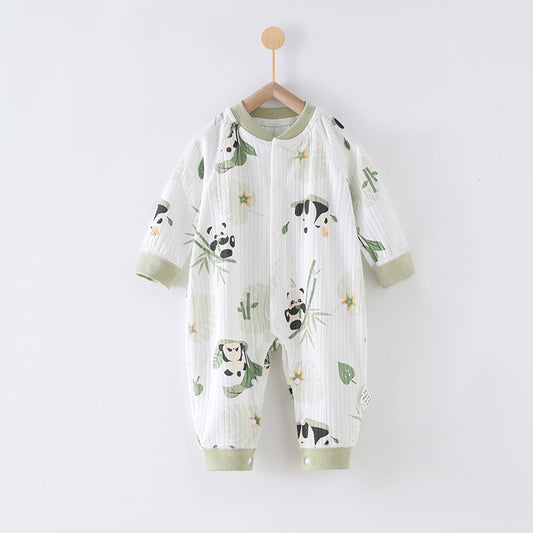 66 Size Bamboo Panda Class A Pure Cotton Long-Sleeve Baby Onesie - Cozy Newborn Bodysuit for Fall and Winter