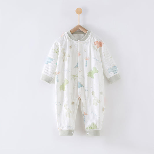 90 Size Dinosaur Land Class A Pure Cotton Long-Sleeve Baby Onesie - Cozy Newborn Bodysuit for Fall and Winter