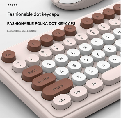 Coffee Punk Color Wireless 2.4G Keyboard and Mouse Combo - Ergonomic Design with Long Battery Life