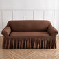 Light Coffee Double Sofa Bubble Gauze Sofa Cover with Skirt - Full Elastic Dustproof Double Seater 145-185cm