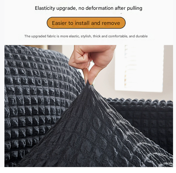 Pink Three-person Sofa Bubble Gauze Sofa Cover with Skirt - Full Elastic Dustproof Three-person Seater 190-230cm