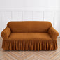 Mustard Yellow Three-person Sofa Bubble Gauze Sofa Cover with Skirt - Full Elastic Dustproof Three-person Seater 190-230cm