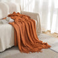 Orange Premium Woven Knitted Throw Blanket with Tassels | Soft, Cozy Sofa & Bed Blanket, Perfect for Office or Afternoon Naps 127x172cm