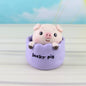 2 pcs Purple Cute Pig Head Bobble Head Car Ornament | Resin Pig Doll for Car Dashboard Decoration 6.5x7cm