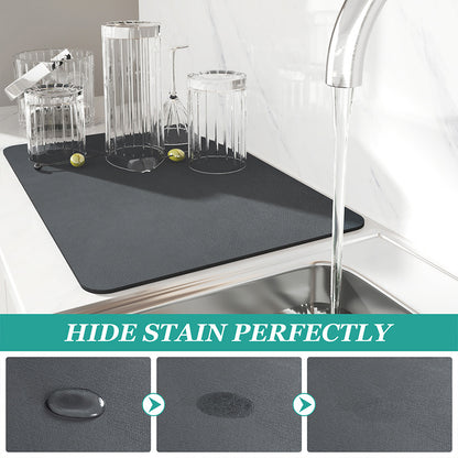 2 PCS Black and white grids Kitchen Drying Mat - Super Absorbent Dish & Cup Drainer Pad 30x40cm