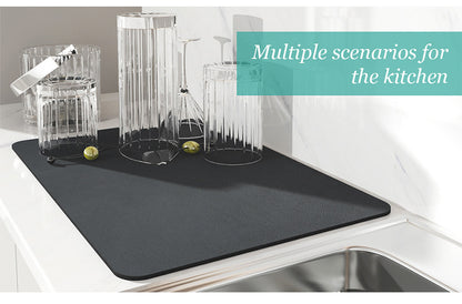 Orange flowers Kitchen Drying Mat - Super Absorbent Dish & Cup Drainer Pad 50x60cm