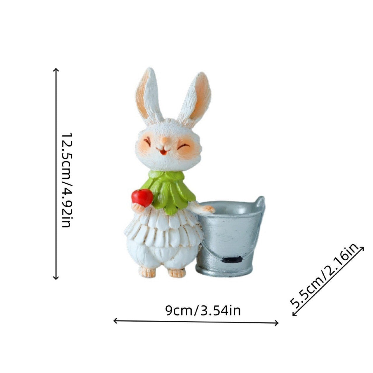 Copper Bunny with Bucket Whimsical Bunny Garden Decor - Easter Flower Pot Statue