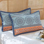 Blue pattern Soft Cotton Gauze Pillowcase Set - Breathable, Non-slip, Extra Large (Pillow Core Not Included)56x80cm