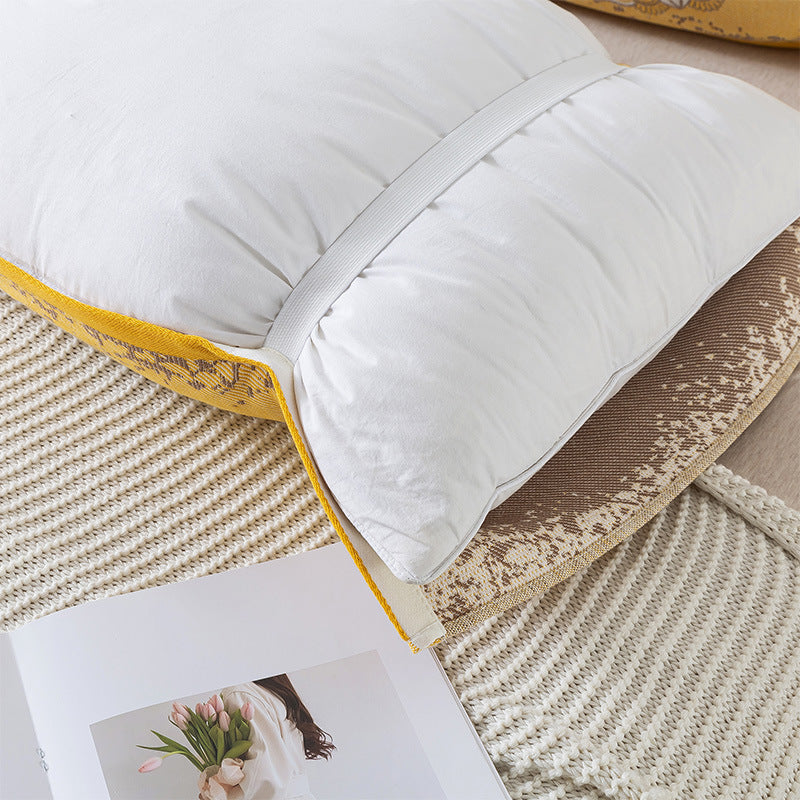 Pair of Yellow pattern Tied Cotton Gauze Pillow Cover - Secure Fit, Premium Comfort (Insert Not Included)