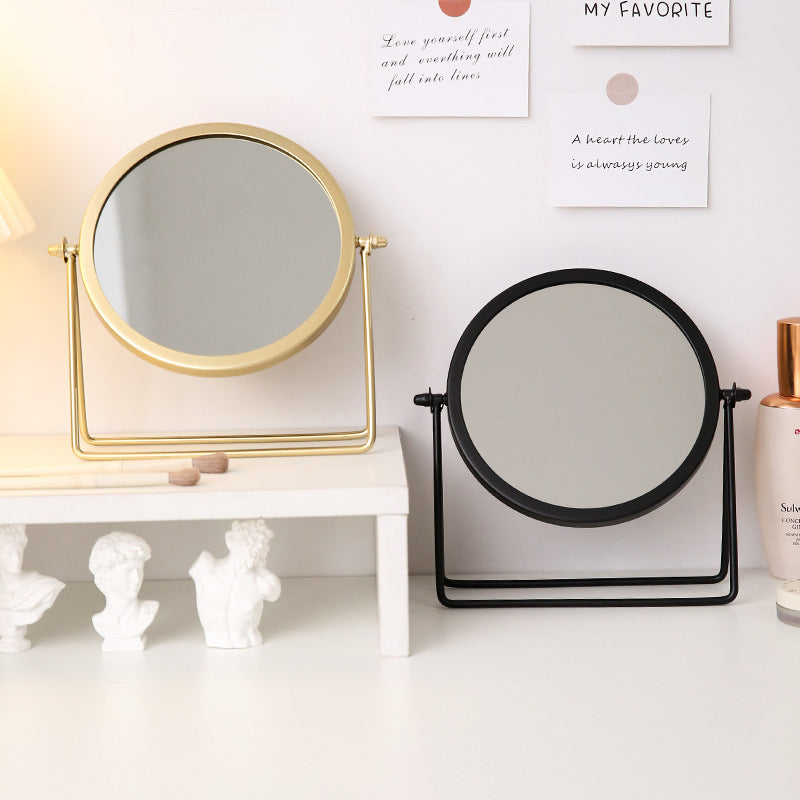 Gold Rotating Tabletop Makeup Mirror - 360º  Swivel Vanity Mirror for Bedroom & Desk