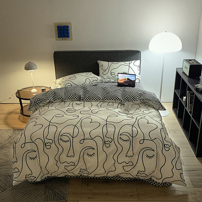 White graffiti Duvet Cover - 3 Piece Bedding Set (with Corner Ties)Quilt cover 230cm x 265cm, pillowcase 51 x 92cm
