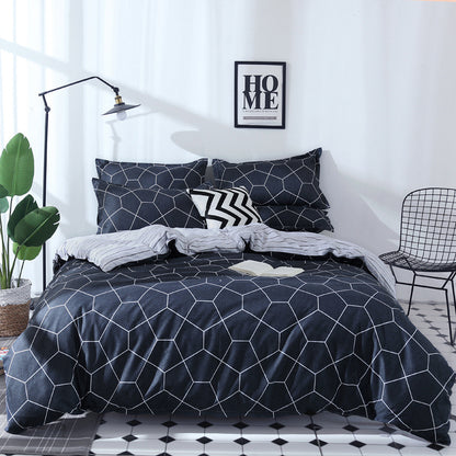 Plaid Duvet Cover - 3 Piece Bedding Set (with Corner Ties)Quilt cover 230cm x 265cm, pillowcase 51 x 92cm