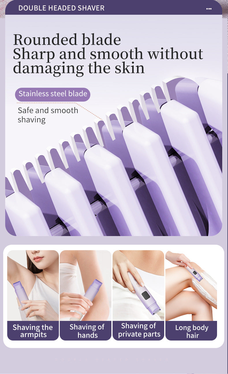 Gradient pink Women's Multifunctional Electric Shaver - Type-C Rechargeable Hair Remover with Display