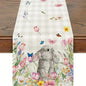 Easter Table Runner - Linen Bunny Decoration, 72-Inch Set of 2 (Style 11)