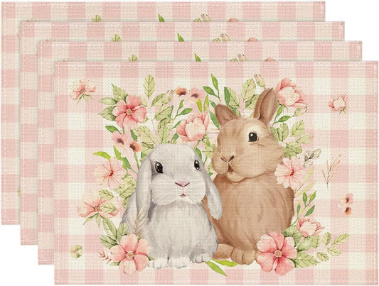 Easter Cotton-Linen Placemats - Set of 4 Anti-Stain Table Mats(Style 4)