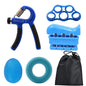 Blue 5-Piece Hand Grip Strength Training Set - Adjustable Grip Exerciser, Silicone Grip Rings & Grip Ball