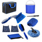 Blue 10-Piece Car Cleaning Kit – Complete Car Care Set with Towels, Brushes, Gloves, and Storage Bag