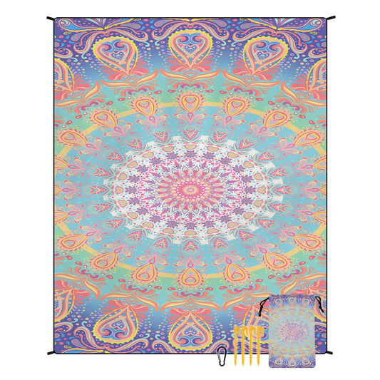 Style STD-001-5 Colorful Quick Dry Beach Mat Sand Proof Waterproof Outdoor Picnic Blanket - Compact & Lightweight