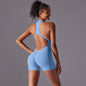 Size L Light Blue High-Impact Seamless Bodysuit - Nude Feel Yoga & Fitness Romper
