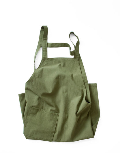 Grey Cotton Linen H-Back Apron - Solid Color Kitchen Cooking Apron with Pocket