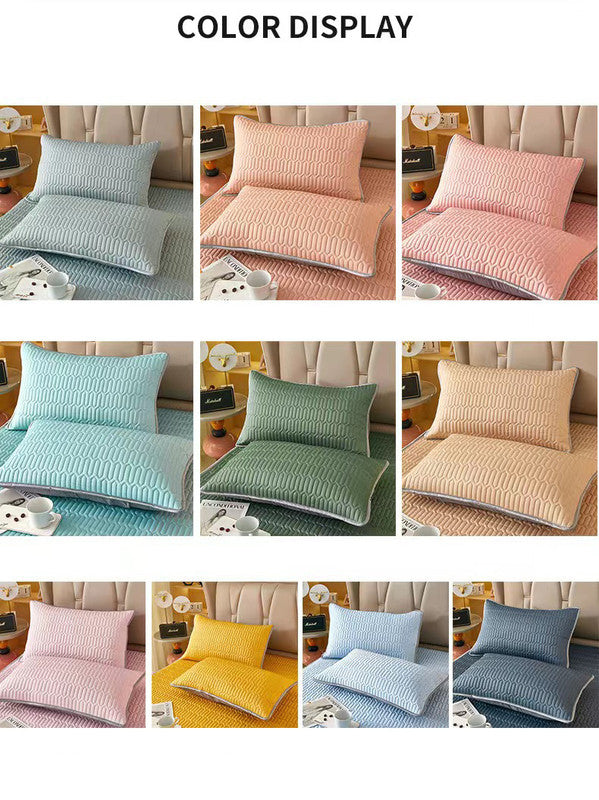 Mint Blue Cooling latex texture Pillowcase Set - Latex Feeling, Solid Color, 48x74cm (Pair)