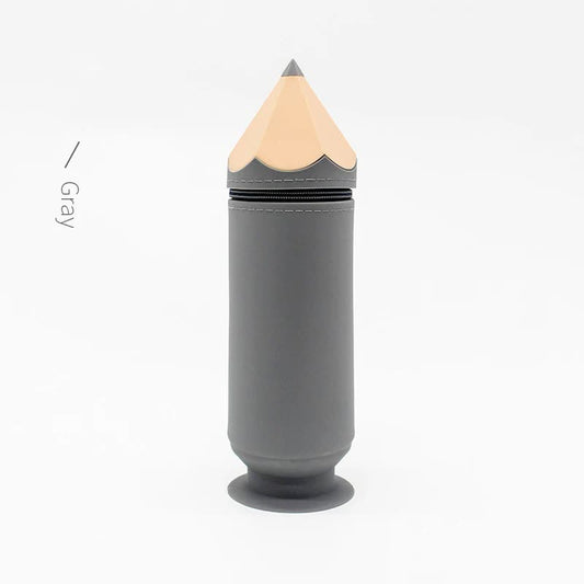 Grey Creative Silicone Pencil Case - High-Value Stationery  - Large Capacity Desk Organizer