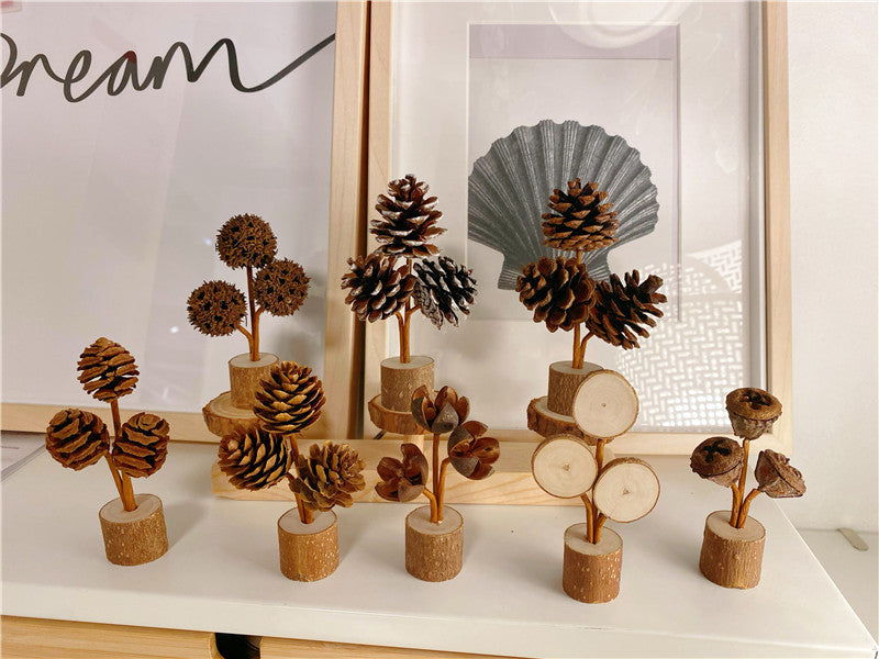 Brown Rustic Forest-Style Pinecone Desktop Decoration - Elegant 10-12cm Synthetic Resin Craft