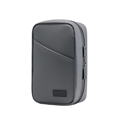Grey Premium PU Leather Multi-Functional Travel Cable Organizer - Waterproof Digital Storage Pouch
