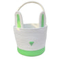 Green And White Stitching Charming Easter Egg Tote Basket - Cute Rabbit-Themed Handwoven Cotton Rope Candy Holder