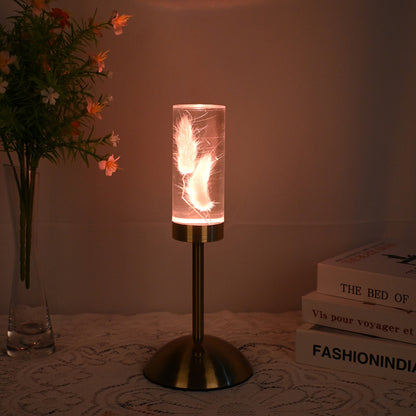 Dogtail Grass Eternal Flower Acrylic Table Lamp - Color-Changing LED, USB Rechargeable, Touch Control