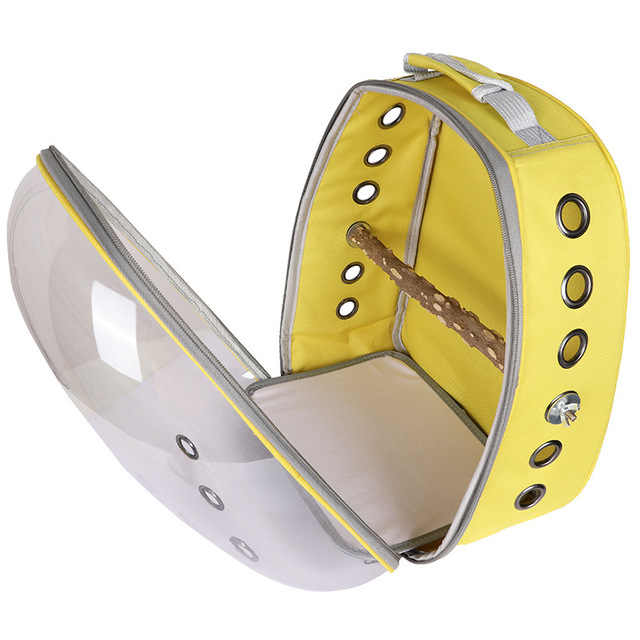 Blue Stylish Transparent PVC Pet Carrier Backpack - Large Capacity, Multi-Use for Birds & Cats(Including Wooden Stick)
