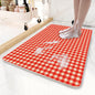 Red Plaid Pattern  PVC Non-Slip Bath Mat 45x75cm - Shower Drain Hole Design, Soft & Quick-Dry Bathroom Rug