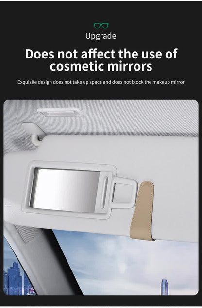 2 Pcs Pink PU Leather Car Visor Sunglasses Holder - Multi-Functional Clip for Glasses, Cards & Tickets, 9.5x4.5cm