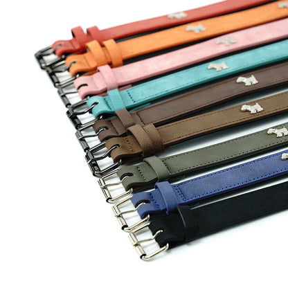 2 PCS Soft Leather Dog Collar - Adjustable & Durable for Medium/Large Dogs XS-（42*1.5cm）