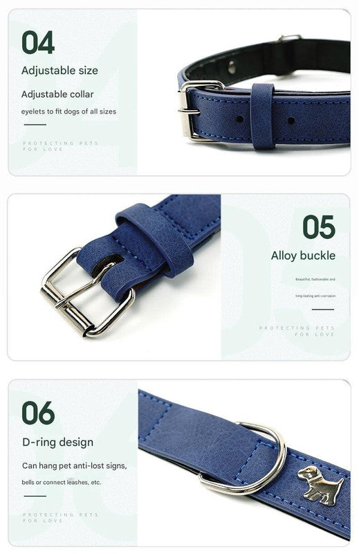 2 PCS Soft Leather Dog Collar - Adjustable & Durable for Medium/Large Dogs XS-（42*1.5cm）
