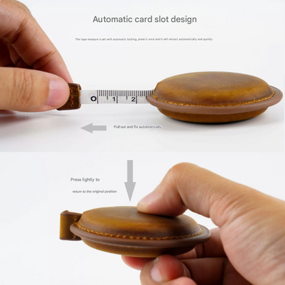 Brown Mini Leather Tape Measure - 1.5m/60in - Square Solid Color