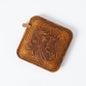 Yellow Brown Mini Leather Tape Measure - 1.5m/60in - Square With Pattern