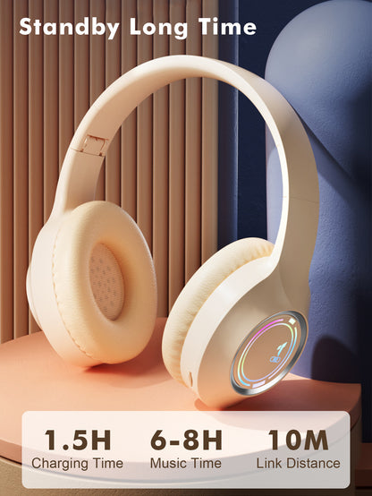 Black Bluetooth 5.2 Headphones - Foldable, Adjustable Headband, TF Card