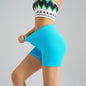 Colorful Blue Yoga Shorts - Seamless, High Waist, Tummy Control Size S