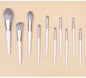 Silver Gray (Brush + Bucket) 10 Piece Face Eye Makeup Brush Set - Premium Makeup Blending Brushes