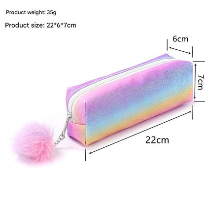Rainbow Glitter Pencil Cases - Set of 4 Sparkly Stationery Pouches