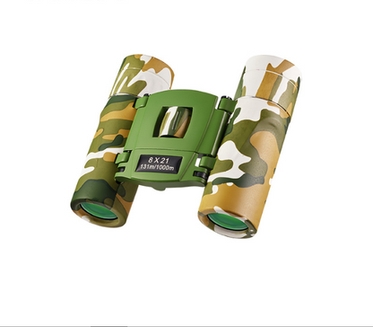 Greenish White Mini Pocket Binoculars - 8x21 High Power Colorful Binoculars for Kids