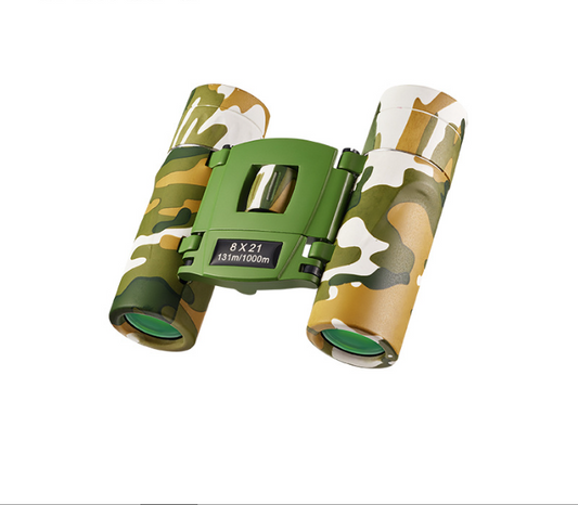 Greenish White Mini Pocket Binoculars - 8x21 High Power Colorful Binoculars for Kids