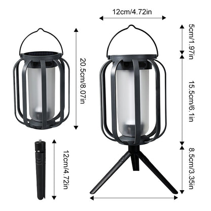 Solar Flame Camping Lantern - Outdoor Decorative Hanging Light with Tripod